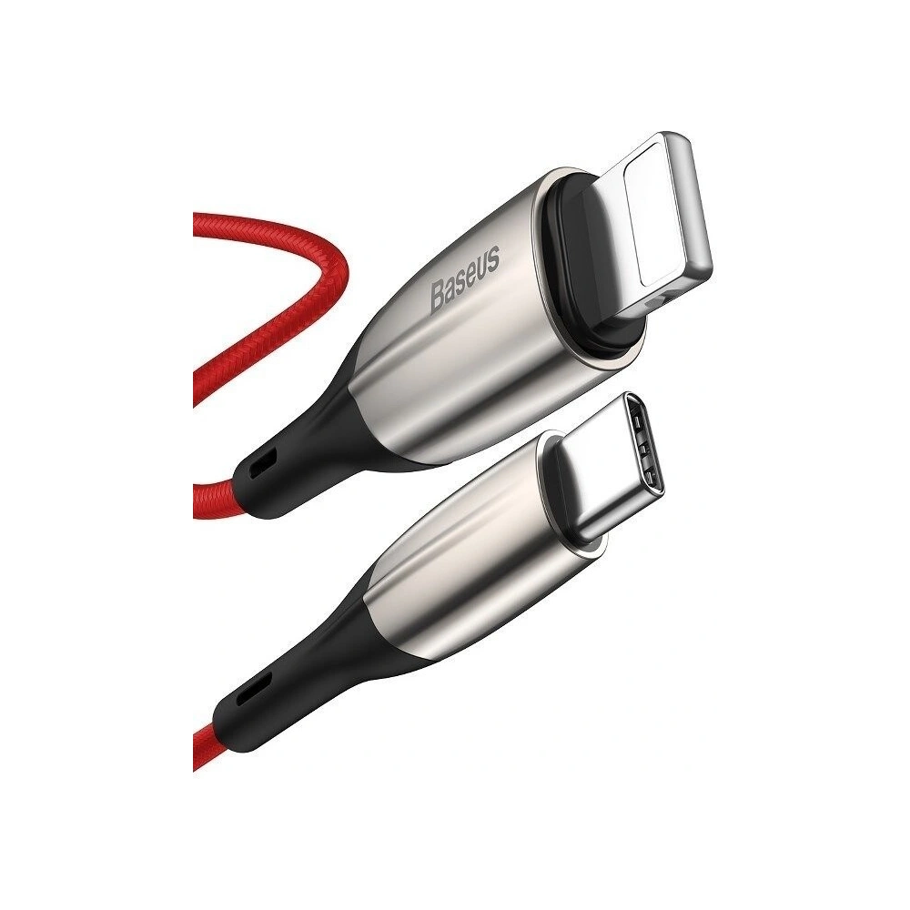 Kabel USB-C do Lightning Baseus Horizontal Power Delivery, dioda LED, 1m (czerwony)