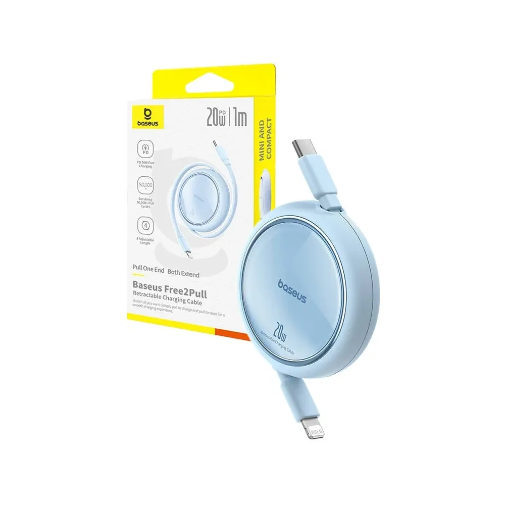 Kabel Baseus Free2Pull USB-C / Lightning 20W 1m (niebieski) - USB-C - Lightning - Baseus