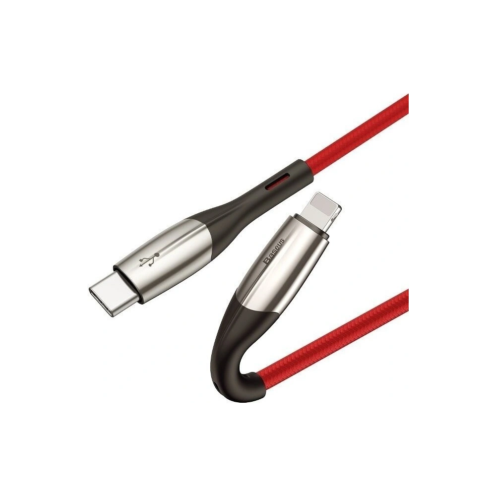 Kabel USB-C do Lightning Baseus Horizontal Power Delivery, dioda LED, 1m (czerwony)
