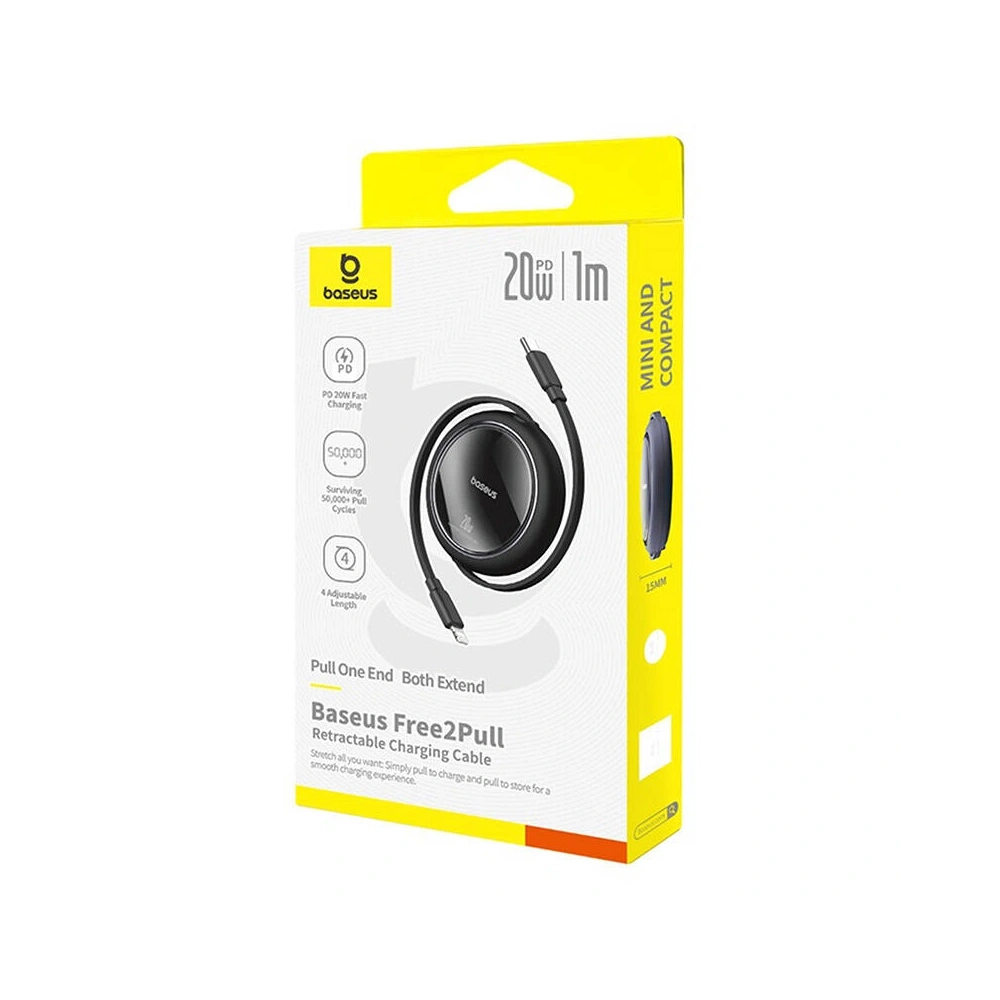 Kabel Baseus Free2Pull USB-C / Lightning 20W 1m (czarny) - USB-C - Lightning - Baseus