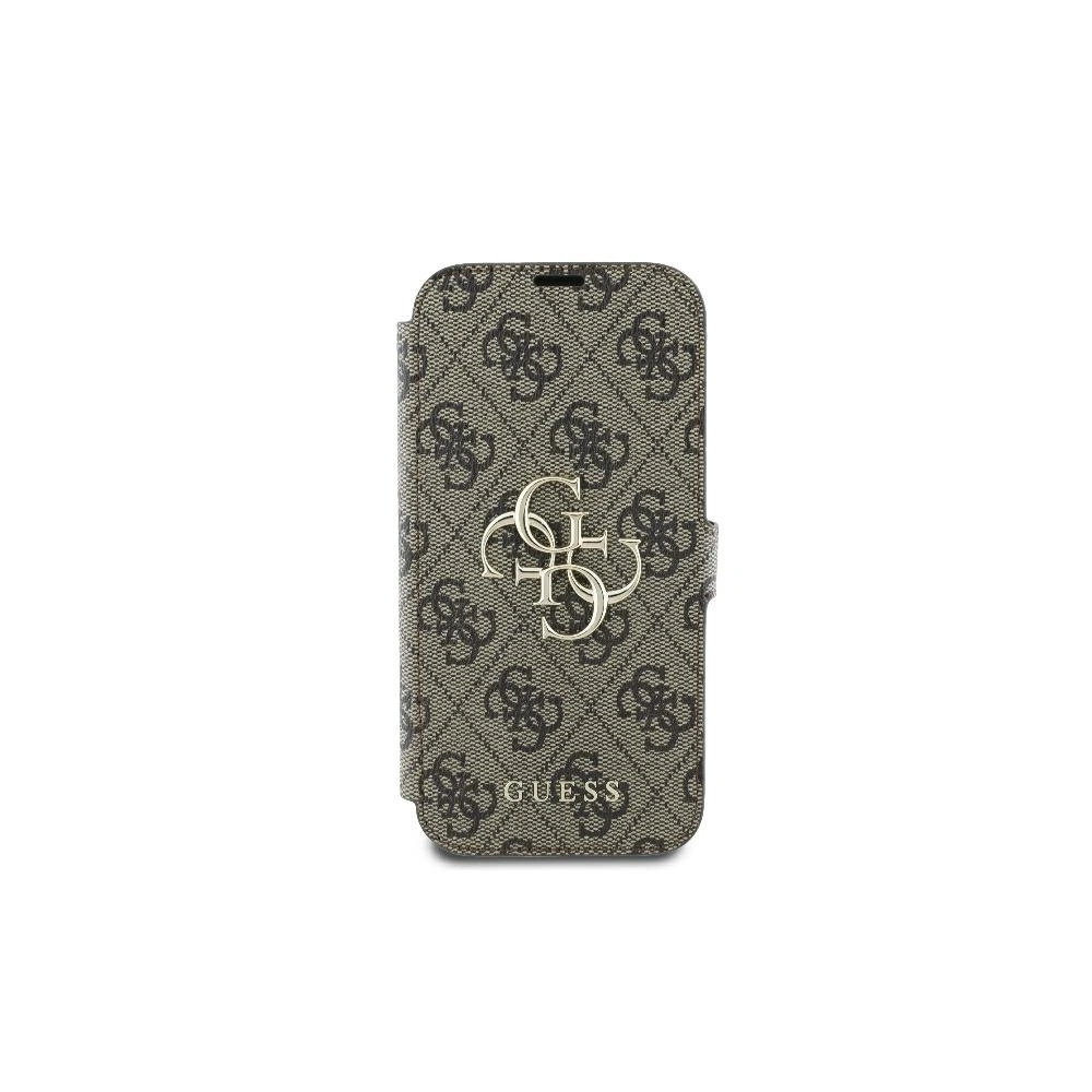 Etui Guess GUBKP16S4GMGBR Apple iPhone 16 book 4G Metal Logo brązowy - iPhone 16 - Guess