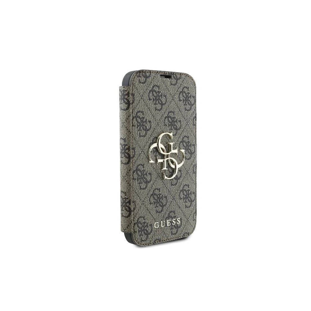 Etui Guess GUBKP16S4GMGBR Apple iPhone 16 book 4G Metal Logo brązowy - iPhone 16 - Guess