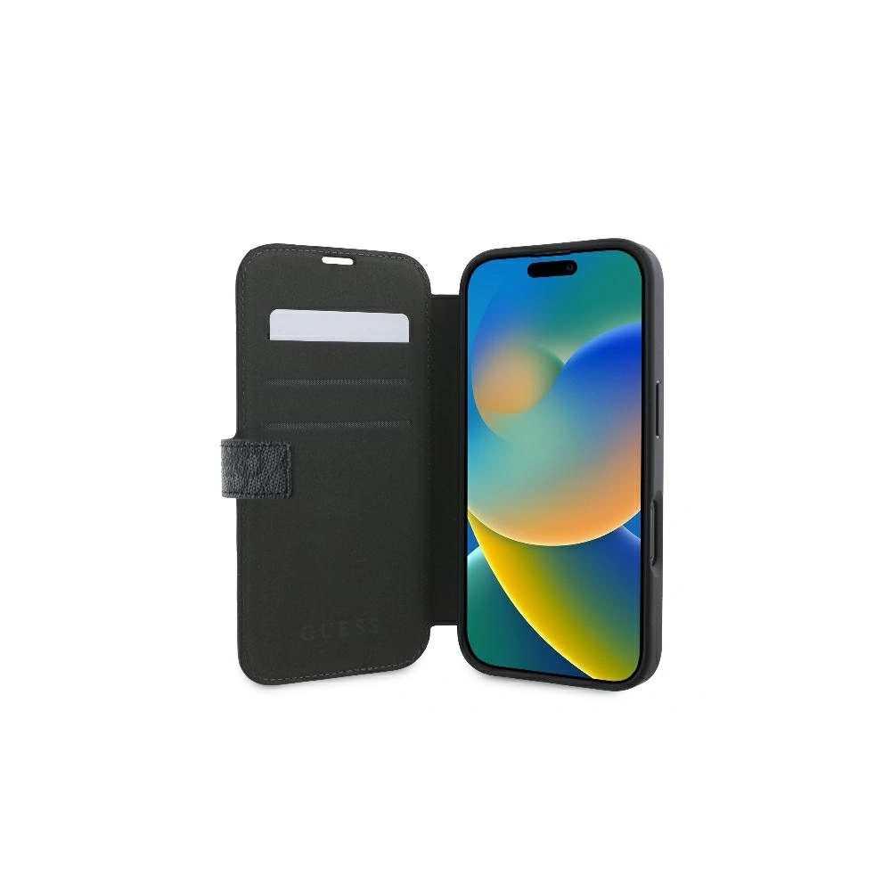 Etui Guess GUBKP16S4GMGGR Apple iPhone 16 book 4G Metal Logo czarny - iPhone 16 - Guess