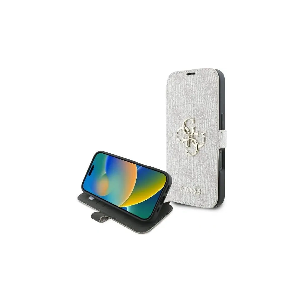 Etui Guess GUBKP16S4GMGPI Apple iPhone 16 book 4G Metal Logo różowy - iPhone 16 - Guess