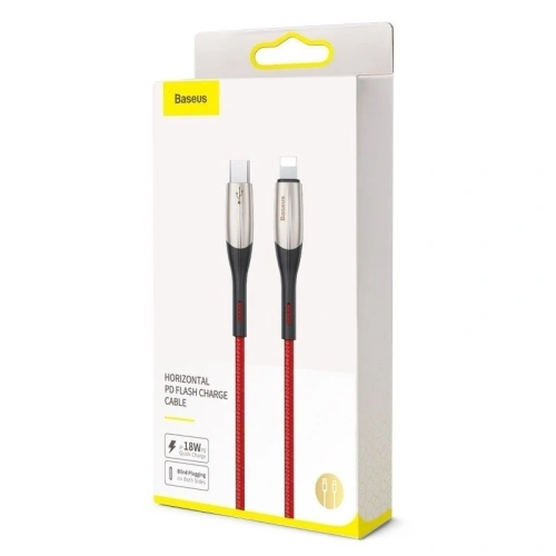 Buy Baseus Horizontal Data Cable Type-C to iP PD 18W 1m Red - BSU984RED - {ean13} - Home Screen Store Europe