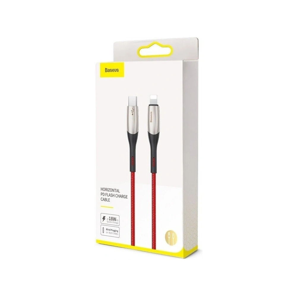 Kabel USB-C do Lightning Baseus Horizontal Power Delivery, dioda LED, 1m (czerwony)