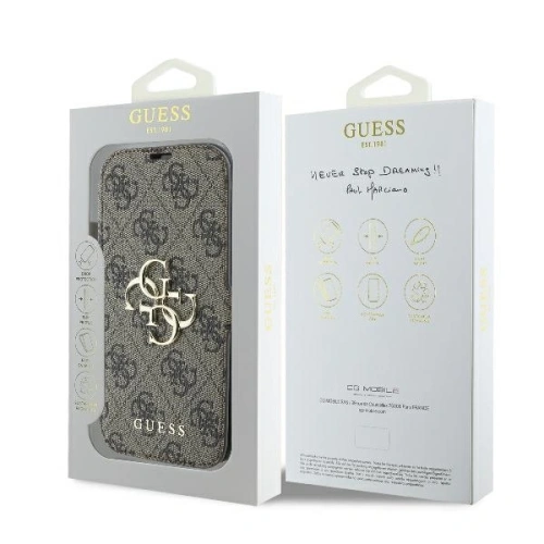 Kup Guess GUBKP16X4GMGBR Apple iPhone 16 Pro Max Buch 4G Metall-Logo braun - GUE3600 - {ean13} - Sklep Home Screen