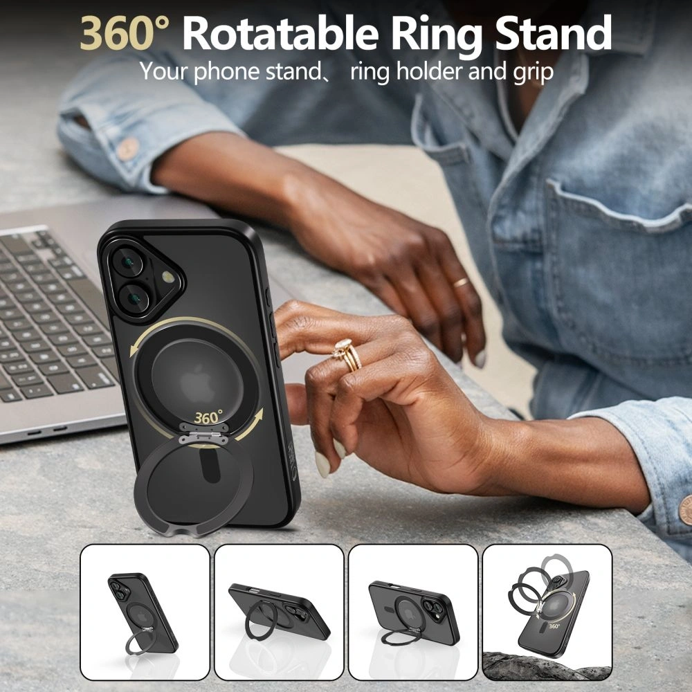 Etui Tech-Protect Magring MagSafe Apple iPhone 16 Matte Black - iPhone 16 - Tech-Protect