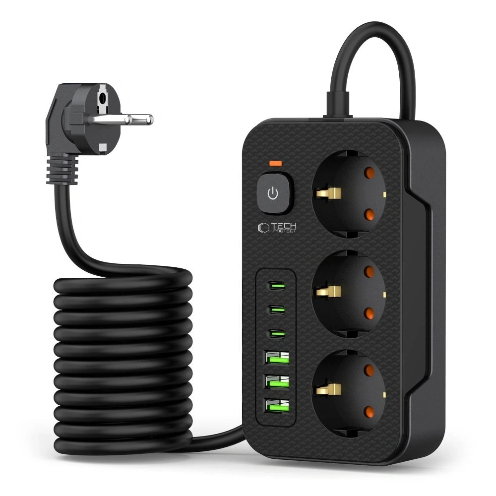 Listwa zasilająca Tech-Protect PC3X6 Power Socket 3xUSB-A, 3xUSB-C, 3xAC 200cm Black - Listwy zasilające - Tech-Protect