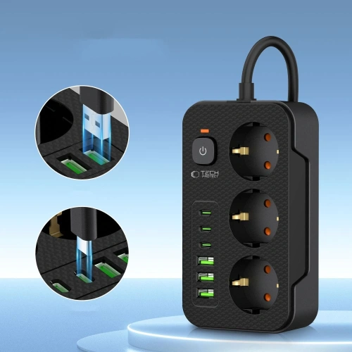 Kup Tech-Protect PC3X6 Power Socket 3xUSB-A, 3xUSB-C, 3xAC 200cm Schwarz - THP3154 - {ean13} - Sklep Home Screen