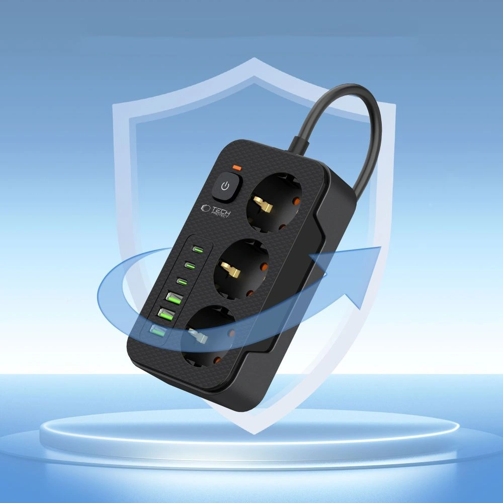 Listwa zasilająca Tech-Protect PC3X6 Power Socket 3xUSB-A, 3xUSB-C, 3xAC 200cm Black - Listwy zasilające - Tech-Protect