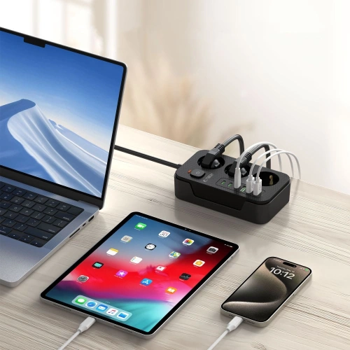 Kup Tech-Protect PC3X6 Power Socket 3xUSB-A, 3xUSB-C, 3xAC 200cm Schwarz - THP3154 - {ean13} - Sklep Home Screen