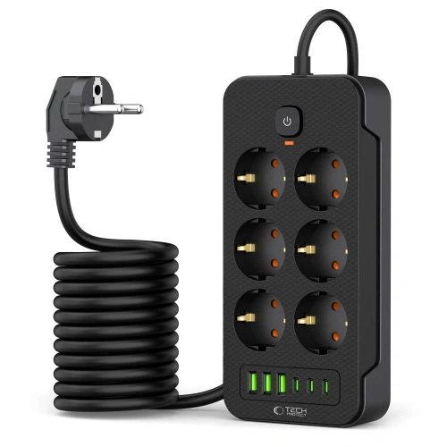 Kup Tech-Protect Prelungitor PC6X6 3xUSB-A, 3xUSB-C, 6xAC 200cm Negru - THP3155 - {ean13} - Sklep Home Screen
