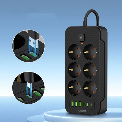 Kup Tech-Protect Prelungitor PC6X6 3xUSB-A, 3xUSB-C, 6xAC 200cm Negru - THP3155 - {ean13} - Sklep Home Screen