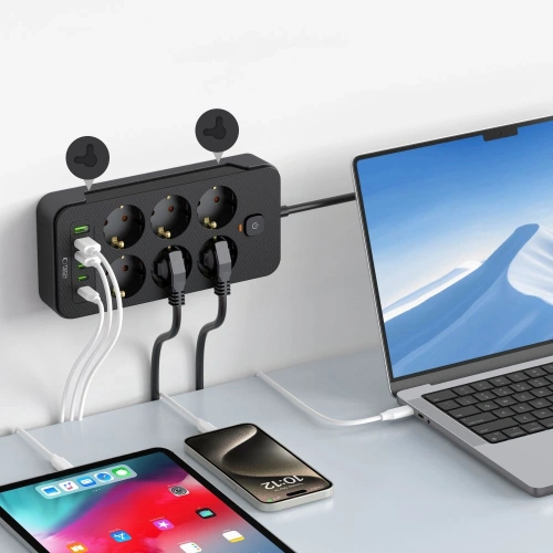 Kup Tech-Protect Prelungitor PC6X6 3xUSB-A, 3xUSB-C, 6xAC 200cm Negru - THP3155 - {ean13} - Sklep Home Screen