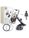 Uchwyt samochodowy do kratki / na szybę / na kokpit z ładowarką 15W Tech-Protect MM15W-V6 Magnetic MagSafe Dashboard & Vent Car Mount Black - na kokpit / szybę - Tech-Protect