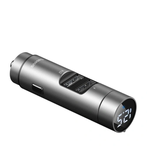 Kup Transmiter FM Baseus Energy Column, Bluetooth 5.0, 2x USB, 3.1A (srebrny) - BSU989SLV - {ean13} - Sklep Home Screen
