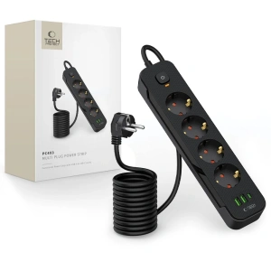 Buy Tech-Protect PCL4X3 Power Socket Long 2xUSB-A, USB-C, 4xAC 200cm Black - THP3160 - {ean13} - Home Screen Store Europe