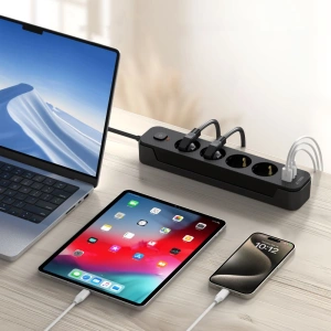 Kup Listwa zasilająca Tech-Protect PCL4X3 Power Socket Long 2xUSB-A, USB-C, 4xAC 200cm Black - THP3160 - {ean13} - Sklep Home Screen