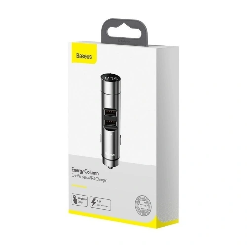 Kup Transmiter FM Baseus Energy Column, Bluetooth 5.0, 2x USB, 3.1A (srebrny) - BSU989SLV - {ean13} - Sklep Home Screen