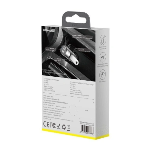 Kup Transmiter FM Baseus Energy Column, Bluetooth 5.0, 2x USB, 3.1A (srebrny) - BSU989SLV - {ean13} - Sklep Home Screen