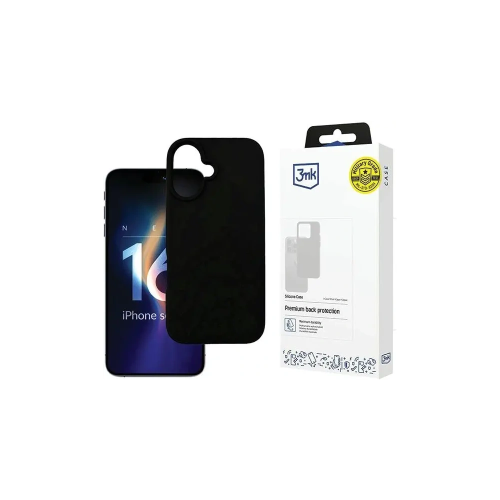 Etui 3MK Silicone Case Apple iPhone 16 Plus czarny - iPhone 16 Plus - 3MK