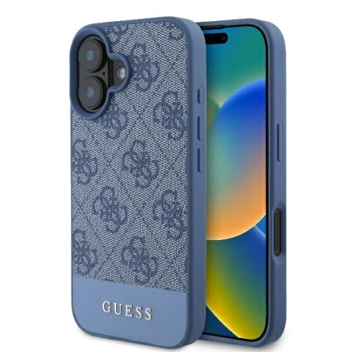 Buy Guess GUHCP16SG4GLBL Apple iPhone 16 hardcase 4G Bottom Stripe blue - GUE3603 - {ean13} - Home Screen Store Europe