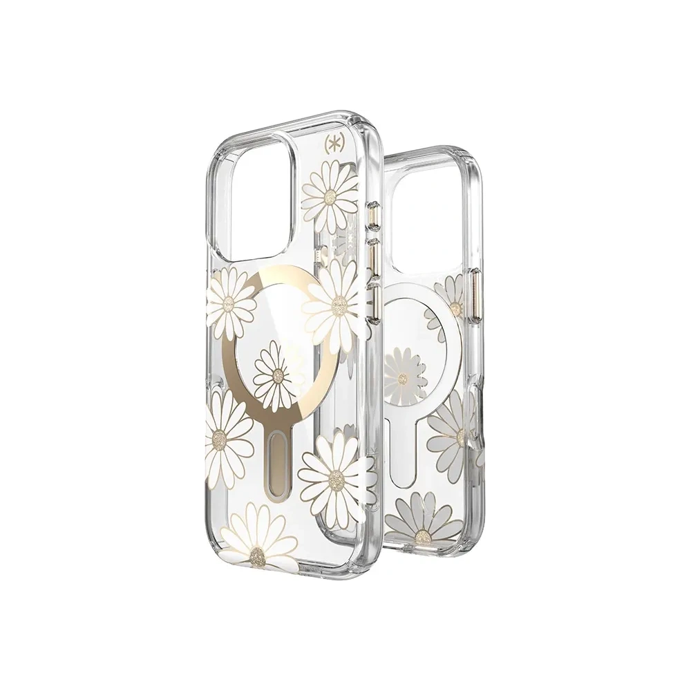 Etui Speck Presidio Lux ClickLock & MagSafe Apple iPhone 16 Pro (Sunshine Daisies / Clear / Gold) - iPhone 16 Pro - Speck