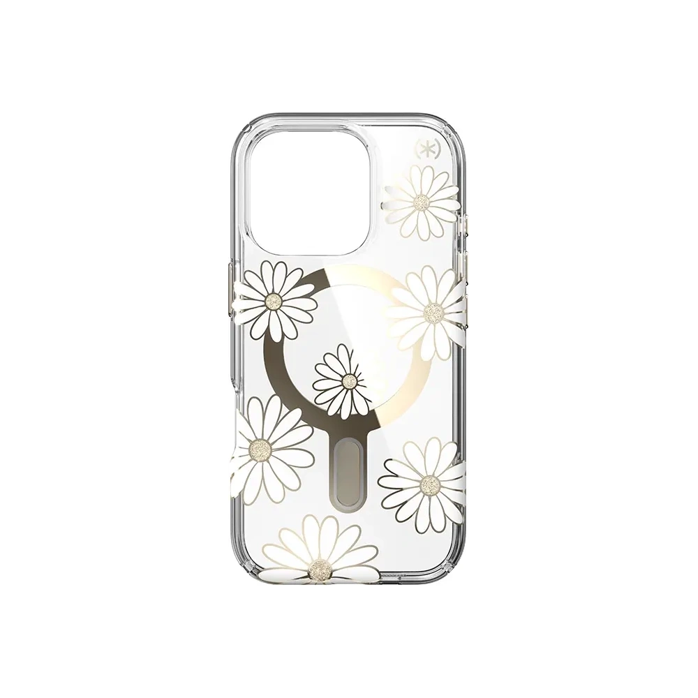 Etui Speck Presidio Lux ClickLock & MagSafe Apple iPhone 16 Pro (Sunshine Daisies / Clear / Gold) - iPhone 16 Pro - Speck