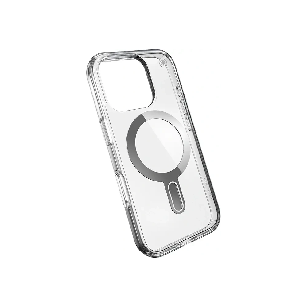 Etui Speck Presidio Perfect-Clear ClickLock & MagSafe Apple iPhone 16 Pro (Clear / Chrome Finish / Serene Silver) - iPhone 16 Pro - Speck