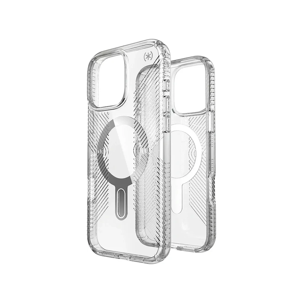 Etui Speck Presidio Perfect-Clear Grip ClickLock & MagSafe Apple iPhone 16 Pro Max (Clear / Chrome Finish / Serene Silver) - iPhone 16 Pro Max - Speck