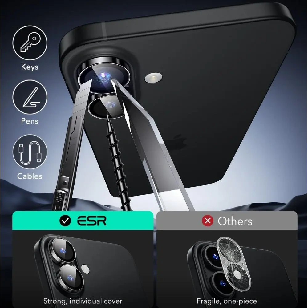 Osłona na aparat ESR Armorite Camera Protector Apple iPhone 16 / 16 Plus Black - iPhone 16 Plus - ESR