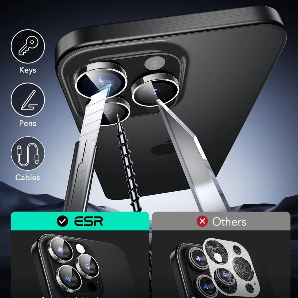 Osłona na aparat ESR Armorite Camera Protector Apple iPhone 16 Pro / 16 Pro Max Clear - iPhone 16 Pro Max - ESR