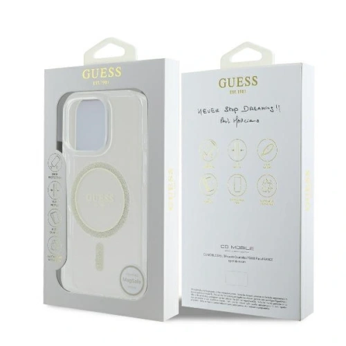 Buy Guess GUHMP16LHFGERET Apple iPhone 16 Pro hardcase IML Glitter Circle MagSafe clear - GUE3604 - {ean13} - Home Screen Store Europe