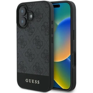 Buy Guess GUHCP16SG4GLGR Apple iPhone 16 hardcase 4G Bottom Stripe grey - GUE3605 - {ean13} - Home Screen Store Europe