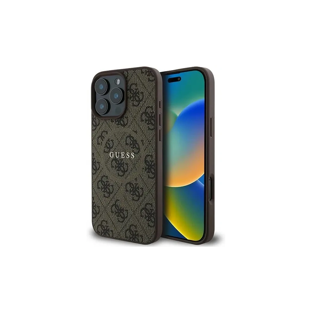 Etui Guess GUHMP16LG4GFRW Apple iPhone 16 Pro hardcase 4G Ring Classic Logo MagSafe brązowy - iPhone 16 Pro - Guess