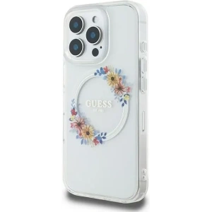 Buy Guess GUHMP16LHFWFCT Apple iPhone 16 Pro hardcase IML Flowers Wreath MagSafe clear - GUE3607 - {ean13} - Home Screen Store Europe