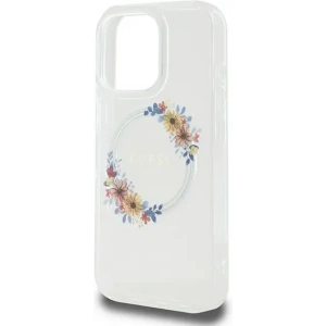 Buy Guess GUHMP16LHFWFCT Apple iPhone 16 Pro hardcase IML Flowers Wreath MagSafe clear - GUE3607 - {ean13} - Home Screen Store Europe