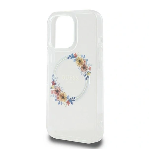 Buy Guess GUHMP16LHFWFCT Apple iPhone 16 Pro hardcase IML Flowers Wreath MagSafe clear - GUE3607 - {ean13} - Home Screen Store Europe