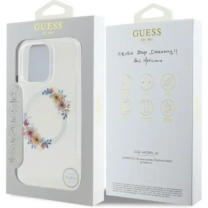 Buy Guess GUHMP16LHFWFCT Apple iPhone 16 Pro hardcase IML Flowers Wreath MagSafe clear - GUE3607 - {ean13} - Home Screen Store Europe