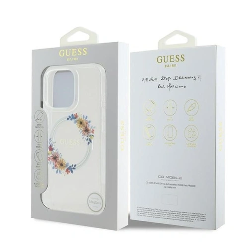 Kup Etui Guess GUHMP16LHFWFCT Apple iPhone 16 Pro hardcase IML Flowers Wreath MagSafe przeźroczysty - GUE3607 - {ean13} - Sklep Home Screen