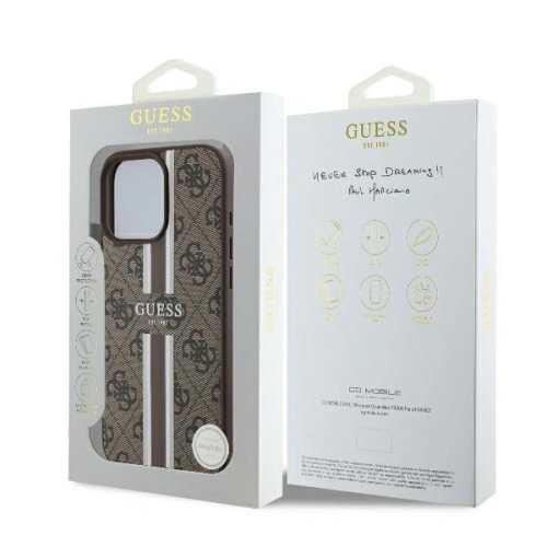 Kup Guess GUHMP16LP4RPSW Apple iPhone 16 Pro tvrdý obal 4G tištěné pruhy MagSafe hnědý - GUE3608 - {ean13} - Sklep Home Screen