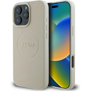 Buy Guess GUHMP16LPGHSMME Apple iPhone 16 Pro hardcase Grained Ring MagSafe beige - GUE3609 - {ean13} - Home Screen Store Europe