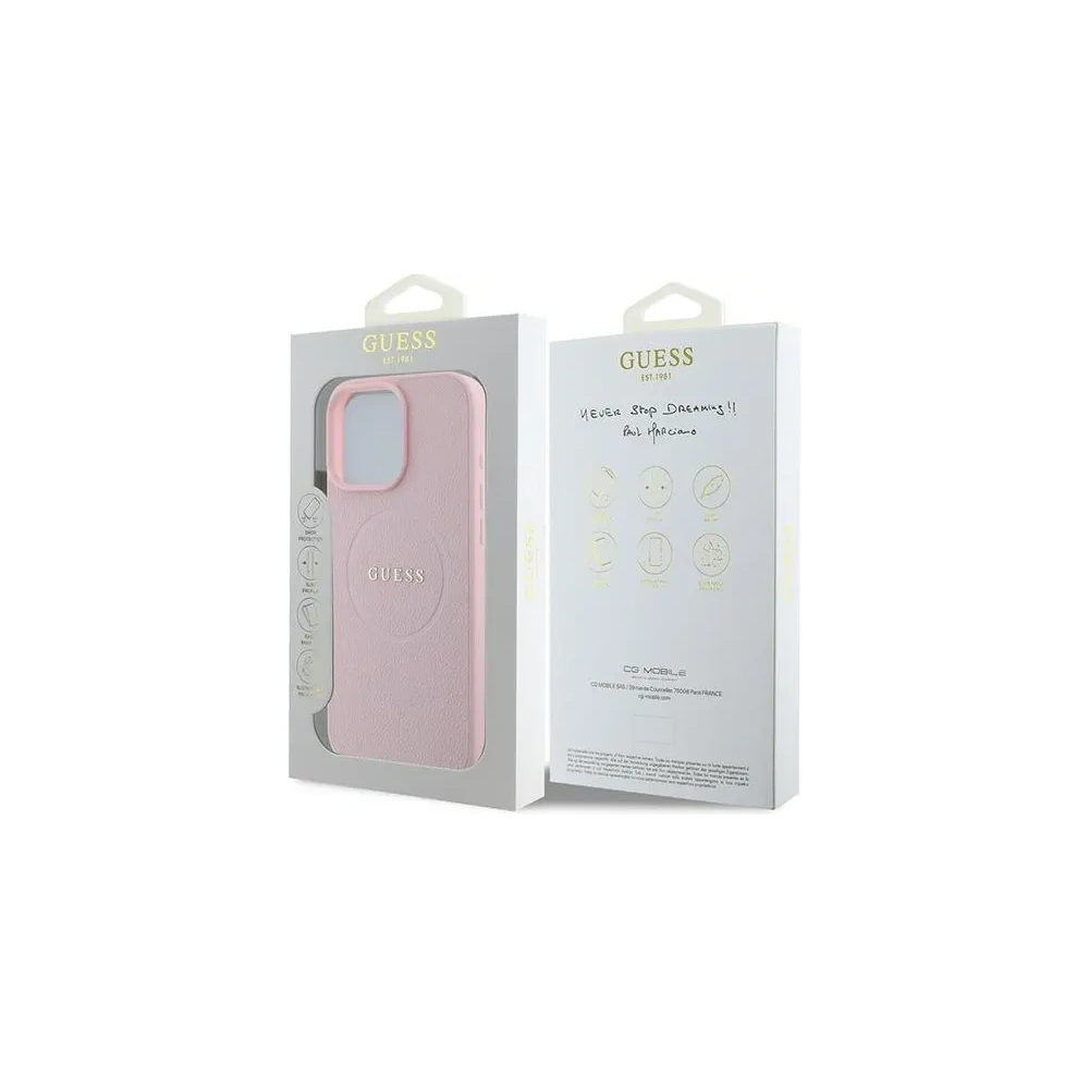 Etui Guess GUHMP16LPGHSMMP Apple iPhone 16 Pro hardcase Grained Ring MagSafe różowy - iPhone 16 Pro - Guess