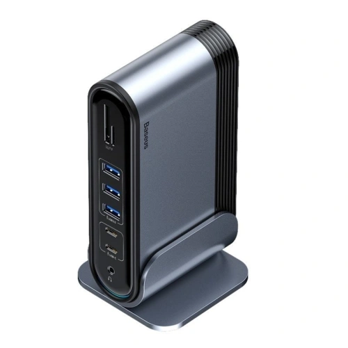 Buy Baseus Working Station Three-Screen Multifunctional Type-C HUB Adapter（CN+EU+UK) Dark gray - BSU994 - {ean13} - Home Screen Store Europe