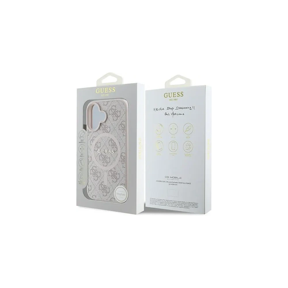 Etui Guess GUHMP16MG4GFRP Apple iPhone 16 Plus hardcase 4G Ring Classic Logo MagSafe różowy - iPhone 16 Plus - Guess