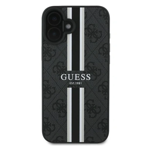 Buy Guess GUHMP16MP4RPSK Apple iPhone 16 Plus hardcase 4G Printed Stripes MagSafe black - GUE3614 - {ean13} - Home Screen Store Europe