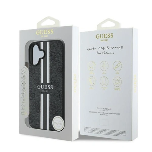 Buy Guess GUHMP16MP4RPSK Apple iPhone 16 Plus hardcase 4G Printed Stripes MagSafe black - GUE3614 - {ean13} - Home Screen Store Europe