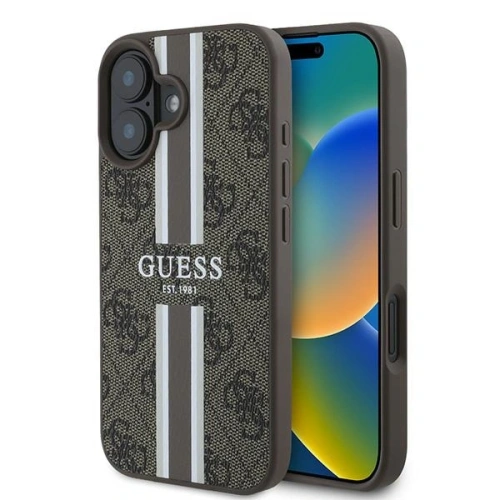 Buy Guess GUHMP16MP4RPSW Apple iPhone 16 Plus hardcase 4G Printed Stripes MagSafe brown - GUE3616 - {ean13} - Home Screen Store Europe