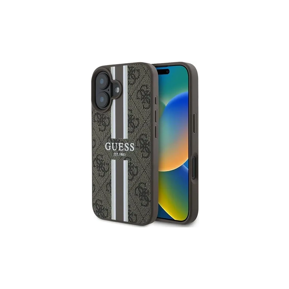 Etui Guess GUHMP16MP4RPSW Apple iPhone 16 Plus hardcase 4G Printed Stripes MagSafe brązowy - iPhone 16 Plus - Guess